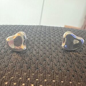 Authentic Tiffany Elsa Perretti, Silver Full Heart Earrings
